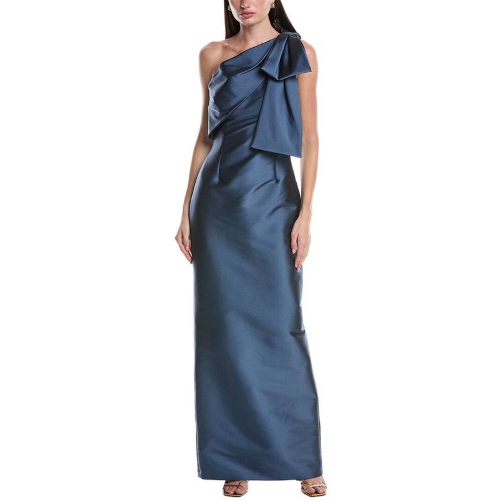 Sachin + Babi One-Shoulder Navy Blue Satin Maxi Dress